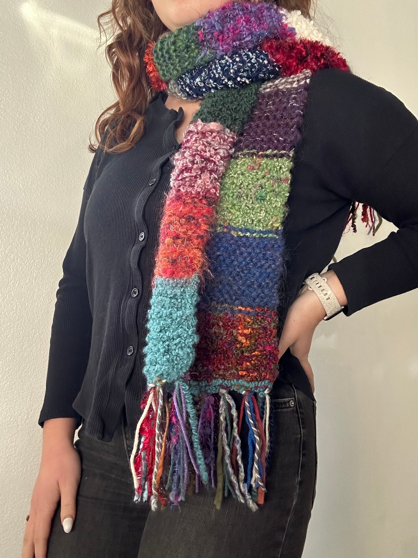 Chunky Knit Scarf (Boho Rainbow 2)