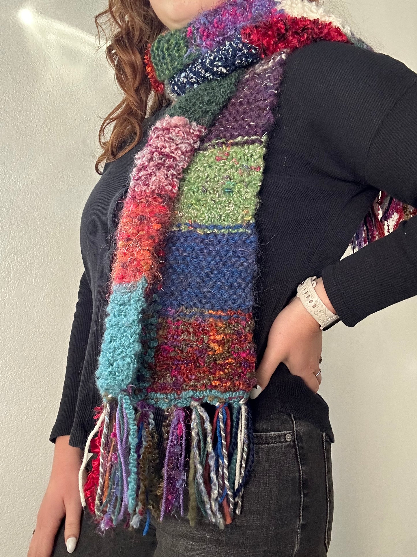 Chunky Knit Scarf (Boho Rainbow 1)